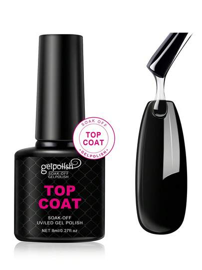 High Gloss Gel Top Coat, Long-Lasting Transparent Sealant, Suitable For Acrylic Nails, Requires UV/LED Lamp, Ideal For DIY Home Manicure And Summer Nail Salon