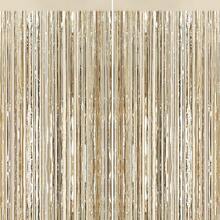 2Pack Silver Metallic Tinsel Foil Fringe Curtains, Door Streamer Photo Booth Backdrop Birthday Wedding, Graduation Engagement Bridal Shower Bachelorette Party Decorations Dancing Ball Party - 香檳金 - 查看 1