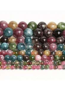 Multicolor Aquamarine Beads Natural Stone Round Loose Beads Jewelry DIY Earrings Bracelet Making Supplies