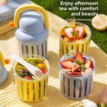 1x Salad Cup, Yogurt Cup, Fruit Cup, Multi-Purpose Cup With Spoon, Fruit Bento Box, Crisp Box For Outdoor Use, Breakfast Cup For Gift To A Friend, Cutlery Bento Box, Fruit Box/Snack Box, Christmas Gift, Multifunctional Available