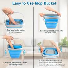 TOOTS2.6 Gallon Collapsible Mop Bucket With Handle For Household Cleaning Portable Silicone Ice Bucket For Outdoor Camping Fishing Car Washing Square Plastic Wash Basin Tub For Bathroom Cleaning Supplies - Blue - View 3