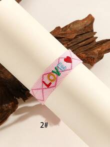 1/6pcs Boho Style Braided Bracelets With Letter, Heart, Cross & Daisy Tassel Decor, Suitable For Women Everyday Wear - Multicolor - View 4