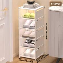 1 Zapatero de múltiples niveles, sencillo, a prueba de polvo, ahorra espacio, sin montaje, adecuado para entrada, armario, pasillo, sala de estar, garaje