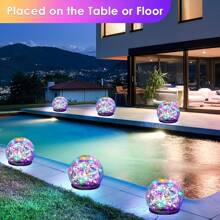 Solar Powered Cracked Glass Ball Outdoor Lights - Garden Pathway Lights With Ground Stakes, Charged 2 Hours, 6-8 Hours Usage, Ideal For Easter, Wedding Decor, Yard, Lawn And Walkways