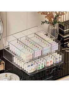 1 件亚克力多层抽屉整理盒，办公桌眼镜太阳镜抽屉隔板，带透明防尘盖，化妆品，口红，太阳镜收纳架，透明 4 隔间抽屉，咖啡胶囊，茶包，太阳镜收纳盒，送给女朋友、母亲、大学生、万圣节、新年的礼物 - 彩色 - 查看 12