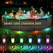 6 Stücke/1 Stück, Solar LED dekorative Ambient Beleuchtung, geeignet für Balkon - Außenbereich - Garten - Schwimmbad Boden - Dekoration, LED wasserdicht Mehrfarbiges Nachtlicht, eine tolle Wahl für den Sommer