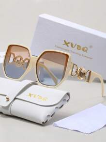 XVBQ 1 par de gafas elegantes de moda con marco grande y decoración de metal, adecuadas para uso diario, con empaque