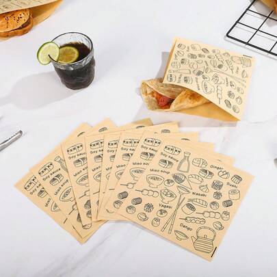 50pcs Sandwich Breakfast Bread Bags, Burger Triangle Takeout Bags, Pancake Anti-Oil Paper Bags, Takeout Bags