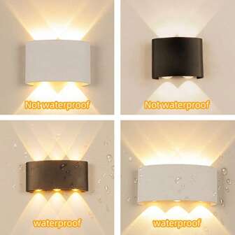 CANMEIJIA 2pcs Black/White Fan-Shaped Wall Lights, 2W/4W/6W/8W/10W, LED Outdoor Wall Lamps, IP65 Waterproof, AC110-265V, Minimalist Indoor Wall Lighting Fixtures, Suitable For Outdoor Patio/Staircase/Street/Indoor/Garden/Living Room/Bathroom/Kitchen/Bedroom/Hallway