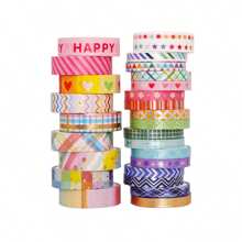 27 rotoli di set di nastri washi colorati in scatola per accessori per studenti, forniture per arti e mestieri, nastro decorativo adesivo per brochure, forniture scolastiche, back to school