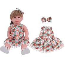 1 件适合 22 英寸重生娃娃的圣诞连衣裙，带有圣诞树、雪花、雪人、圣诞老人、枫叶图案，适合娃娃的轻便夏季连衣裙，漂亮的圣诞元素娃娃衣服，适合 3 岁以上女孩、学生、娃娃配饰、节日派对、生日礼物 - 22吋娃娃聖誕裙 - 查看 8