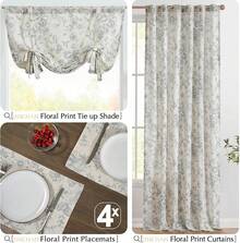 JINCHAN Linen Floral Fall Placemats Set Of 4 Cloth Table Mats Rustic Cottagecore Jacobean Outdoor Seasonal For Kitchen Dining Table Decor Non-Slip Washable Tablemats 13x19 Inch Green - 花卉 |灰色的 - 查看 6