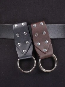 1 Stück Gürtelschnalle mit Kreisform, mittelalterlich-vikingerischer Renaissance-Kleidungsaccessoire, PU-Leder, für Röcke und Outdoor-Ausrüstung, Halloween