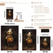 1pc Scarecrow With Pumpkin Wall Art Print Vintage Halloween Painting Spooky Decor Rustic Decor Dark Rustic Gothic Print Dark Victorian College Art For Home, Bedroom, Kitchen, Living Room, Bathroom, Hotel, Coffee Shop, Office Decoration, Halloween Wall Art, Modern, Vintage Home Decor Halloween Decor Fall Decor Room Decor