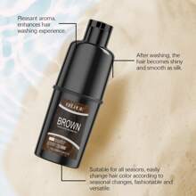 原装草本染发剂洗发水有效黑发洗发水自然发色红棕紫色洗发水3合1生长清洁头发家用泡沫头发深层滋养-100ML