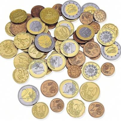 80pcs Euro Coin Set, Children's Euro Play Coins, Educational Game, Cash Register, Learning Toy For Kids' Pretend Play Store