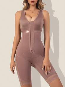 1pc Colombianas Shapewear Compression Garment Stage 2 S Reductoras Y Moldeadoras Full Body Shaper For Women Liposuction Bodysuit With 3 Hooks - Purple - View 3