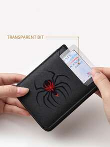 Ví da PU màu đen chất lượng cao in hình nhện, có sức chứa rộng rãi, ngăn đựng tiền xu và nhiều khe cắm thẻ, phong cách thời trang doanh nhân, lựa chọn quà tặng hoàn hảo - Một cỡ - Xem 4