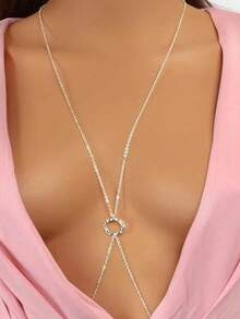 1pc Minimalist Metal Circular Body Chain Necklace, Bohemian Style - Multicolor - View 5
