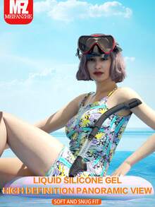 1 件装潜水镜防雾游泳浮潜面罩，适用于成人水肺潜水游泳浮潜面罩，防漏浮潜镜干式上呼吸管，成人专业浮潜装备，沙滩必需品，沙滩配件，泳池浮板 - 彩色 - 查看 4