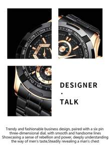 BINBOND BINBOND Luxus Herren Quarz Uhren, modisches Konzept mit dekorativem Zifferblatt, Lässig Militär Sport Armbanduhr, Edelstahl wasserdicht, Herren Quarz Uhr