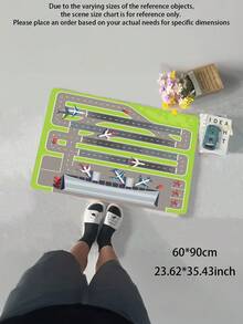 قطعة سجادة منطقة خريطة عمليات المطار الحافلة - قابلة للغسل ، مع أحجام متعددة للاختيار من بينها ، مثالية لتزيين غرف المعيشة أو النوم أو المكاتب أو غرف الدراسة ، ألعاب ديكور الطائرات ، خيار مثالي كهدية للهواة من عشاق الطائرات ، مقاوم للغبار وضد الاتساخ