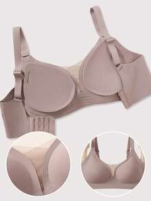 1 pieza Conjunto de lencería sexy para mujer con escote en V transparente, unicolor casual y cómodo, estilo minimalista de verano para sujetador