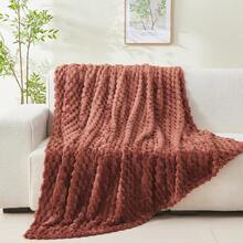 Super Soft King Blanket Pink Premium Silky Flannel Fleece 3D Ribbed Jacquard Lightweight Bed Blanket All Season Use (Pink Ribbed, King(90"X110")) - 咖啡 - 查看 7