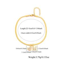 1 chiếc lắc chân thời trang mới đính đá Zirconia hình trái tim bằng thép không gỉ màu vàng hình xương cá cho nữ - Vàng - Xem 2