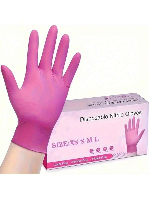 100/50pcs, One-Time Nitrile Gloves, For Household Cleaning, Waterproof Kitchen Dishwashing, Hair Dyeing Beauty Salon Use, Cleaning Supplies, Home Essential - Deep Red