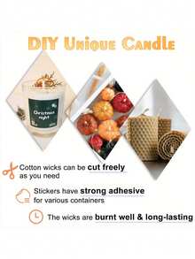 TOEDO 200英尺蜡烛芯套装 - 包括100根金属烛芯、60张蜡烛标签、2个烛芯支架，大豆蜡烛DIY工艺蜡烛制作材料套装