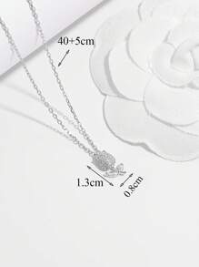 1 pieza Elegante y de Moda Colgante de Collar de Plata de Ley 925 con Diseño de Flor de Tulipán CZ, Adecuado para Uso Diario, Fiesta y Como Regalo para Realzar la Elegancia