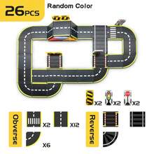 16/26pcs Magnetic Building Tiles, Traffic Theme Road Planning Construction Toy Set, Durable ABS Structure With Race Track And City Road Extension, Suitable For Children's Festivals And Birthday Gifts