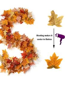 秋季枫叶花环 - 人造悬挂藤蔓，适合感恩节、万圣节和圣诞节装饰 | 非常适合家居、婚礼、壁炉派对、假植物 - 彩色 - 查看 6