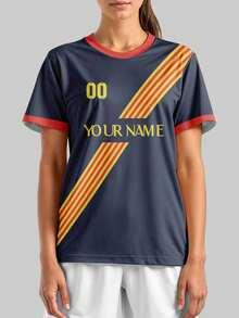 2025 Customized Sports Jersey, Summer New Casual Outdoor Training Sports Single Top Short Sleeve Women's Sports Team Club Training Gym Jersey Top With Front And Back Printed Name And Number, Breathable Quick-Dry Comfortable For Daily Casual, Party, White Undershirt - Multicolor - View 3