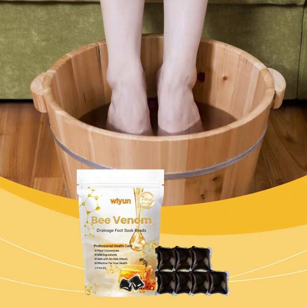1 caja 7 piezas Bolas de baño suaves con hierbas, polvo para remojo de pies, cuidado de los pies