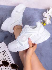 Tenis  Lazo  Liso  Casual  Preppy  Deportivo  casual  Al aire libre  Calle  Lindo        mujer  Oficina  Casa  Gym y Fitness  Exterior  verano - Blanco - Ver 1