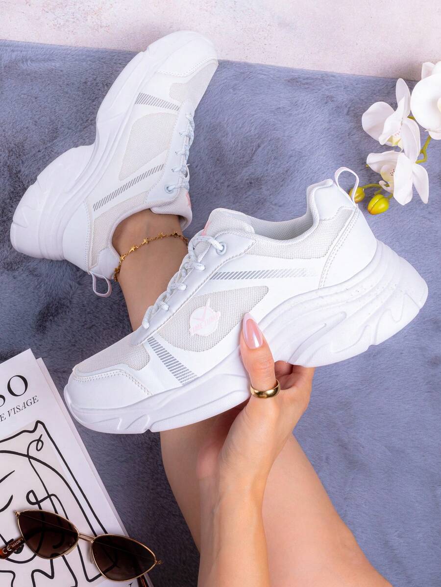 Tenis  Lazo  Liso  Casual  Preppy  Deportivo  casual  Al aire libre  Calle  Lindo        mujer  Oficina  Casa  Gym y Fitness  Exterior  verano - Blanco - Ver 1