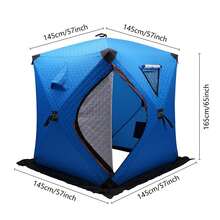 Durable 210D Oxford Ice Fishing Tent For 1-2 People With Fiberglass Rods, Easy Setup, All-Weather Protection, Spacious Design, Perfect For Winter Adventures - Blue - View 1