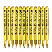 12 piezas Marcadores de color metálico, punta suave y dura, bolígrafos marcadores permanentes resistentes al agua y de secado rápido, bolígrafos para pintar neumáticos, bolígrafos para grafiti, juego de pinceles para pintura artística, útiles escolares, de vuelta a la escuela