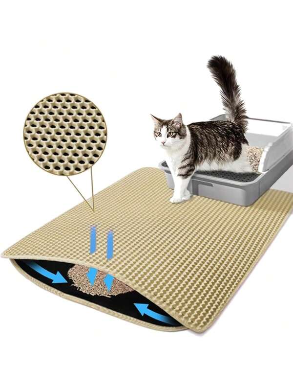 Cat Litter Mat, Large Double Layer Honeycomb Litter Trap Mat, Non-Slip And Waterproof, Floor Litter Box Anti-Pee Mat, Litter Mat, Cat Supplies, Khaki (Multiple Sizes Available)