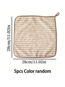 Zazumi 5/8pcs Random Color Stripe Cleaning Cloths, Microfiber Kitchen Rags With Hanging Loop, Reusable Washable Kitchen Cleaning Towels, Grease Removal, Dish Washing, Super Absorbent, Suitable For Kitchen, Cars, Glass Cleaning And Household Cleaning - Multicolor - View 6