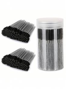300 piezas 100 piezas 50 piezas Pinceles negros desechables de alta calidad para los ojos - Suaves, delicados, precisos para extensiones de pestañas, cejas y maquillaje, aptos para piel normal - Sin fragancia, varilla de plástico ABS, diseño de pincel de palma, fácil de usar - Set de maquillaje para ojos de mamá