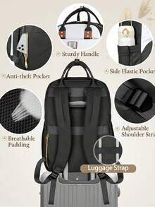 NEWHEY Mochila para hombres para portátil de 15.6 pulgadas, mochila de negocios para el trabajo, mochila impermeable para la universidad, mochila casual para viajes, juego de 2 mochilas de enfermera - Multicolor - Ver 4