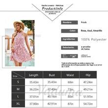 Vestido Corto Casual Con Estampado Colgante De Cuello De Ver - Azul - Ver 2