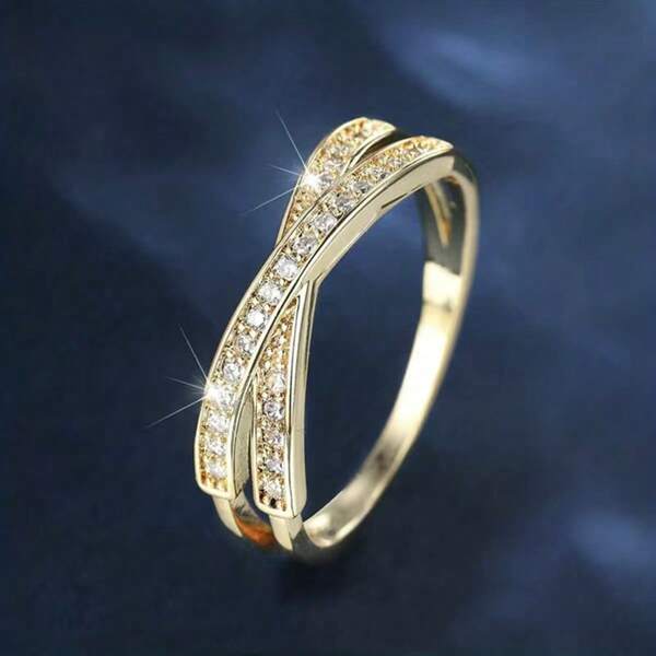 1 Stück Edelstahl Minimalistische Cubic Zirconia Ring, stilvoller Talisman Schmuck Geschenk für Geburtstag, Feiertag, Party Accessoire