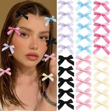 60pcs Women's Mini Colorful Bow Ribbon Hair Clip, Bow Hair Accessories Sweet Girl Silk Hair Clip Elegant Princess Ballet Y2K Fairy Decorative Hair Accessories Bow Hair Ring Mini Hair Clip Hair Accessories, Suitable For Daily Use, Cute, Valentine's Day Gift - Multicolor - View 11