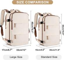 Large Travel Backpack Carry On Flight Approved Mochila De Viaje Personal Item Travel Bag Backpacks For Men Women Carry On Backpack For Airplanes 18x14x8 Inches Travel Bag Beige With Brown - 米色 - 查看 5