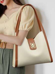 时尚大容量单肩包 PU 皮革配毛绒吊坠斜挎包复古手提包女士女孩时尚设计师手提包女士皮革斜挎包单肩手提包别致女士晚装钱包