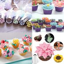 27Pcs Russian Frosting Piping Nozzle Set Stainless Steel Flower Cream Pastry Tips With Bags For Cupcake Cake Baking Kitchen Utensils - set - View 4
